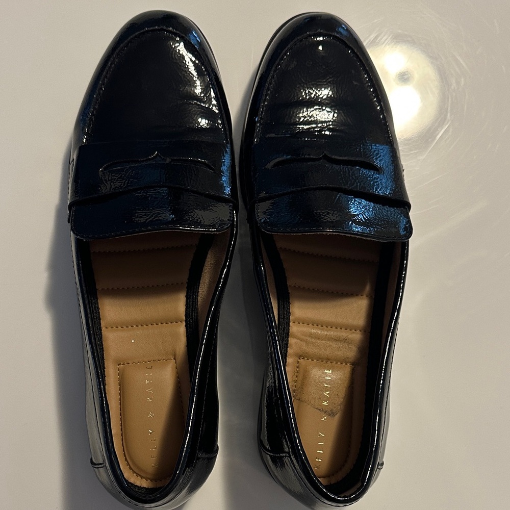 Kelly & Katie Shiny Black Penny Loafers